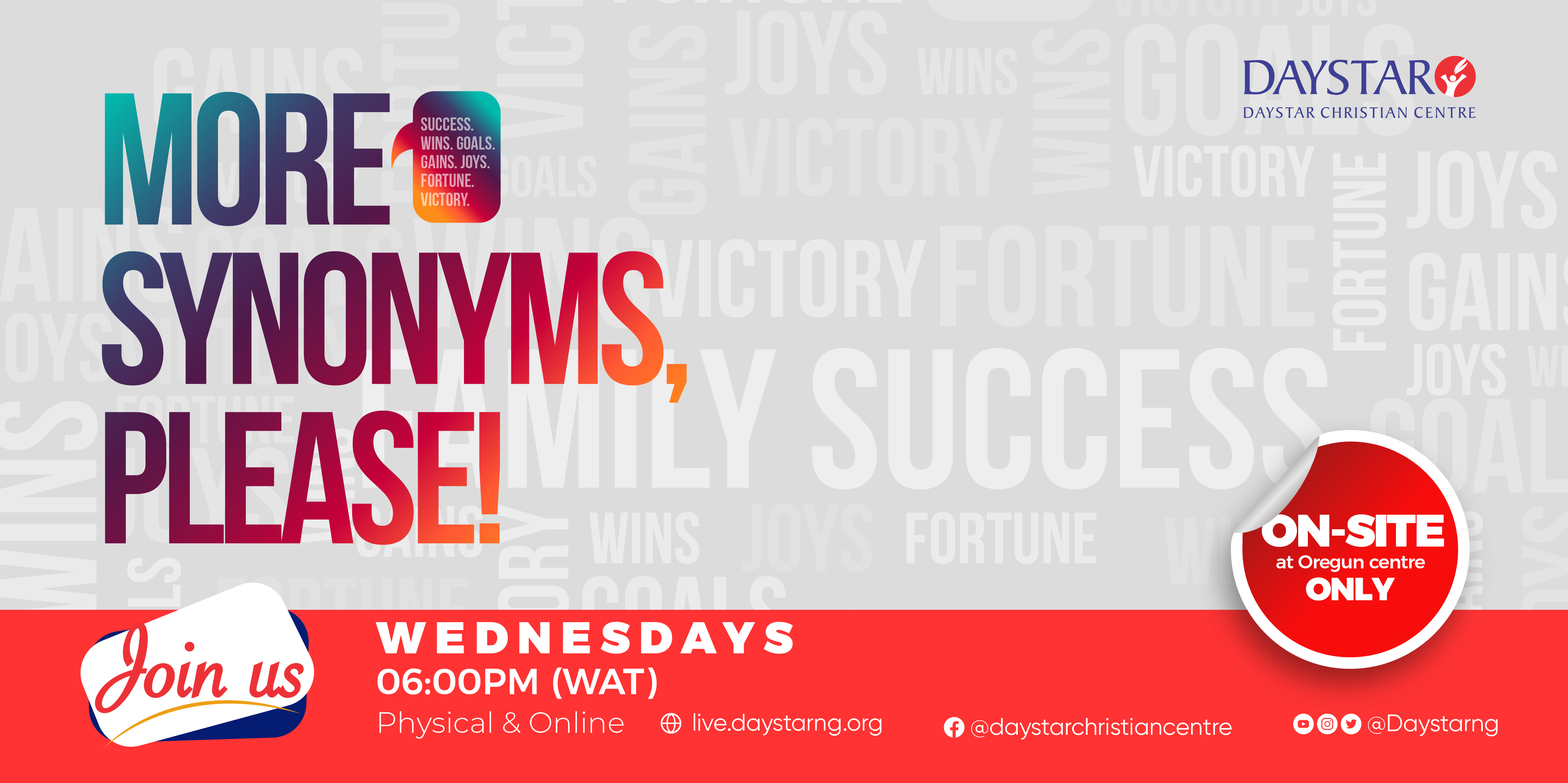 We Need More Synonyms! | Daystar Christian Centre