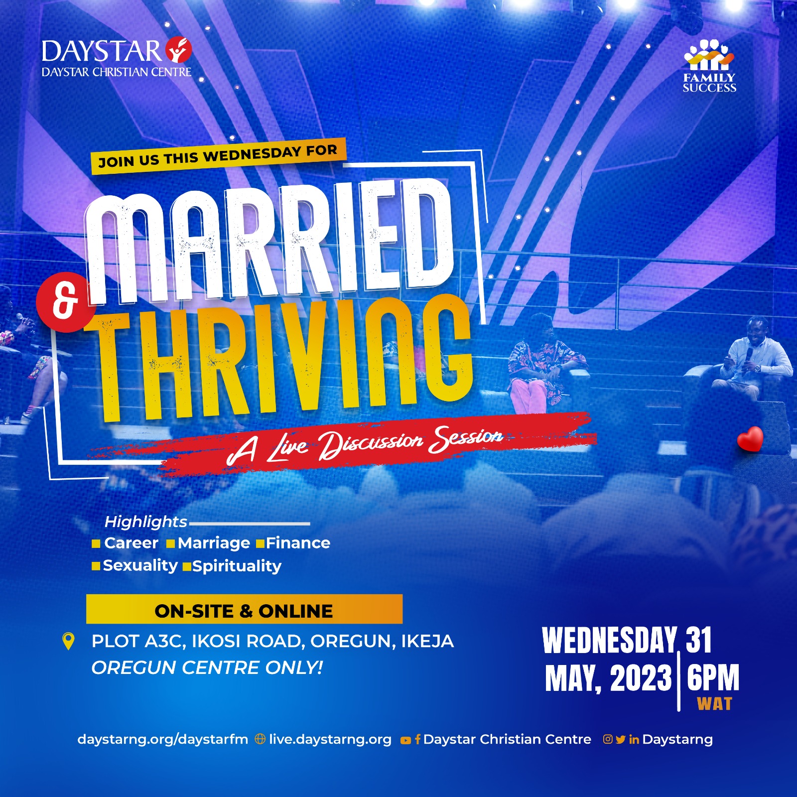 Join us for a live discussion on "Married and Thriving" | Daystar Christian Centre